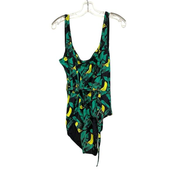 Ganni One-Piece Belted Swimsuit Size 48 EU/XXL Banana Tree Black Recycled NWT - Picture 3 of 10